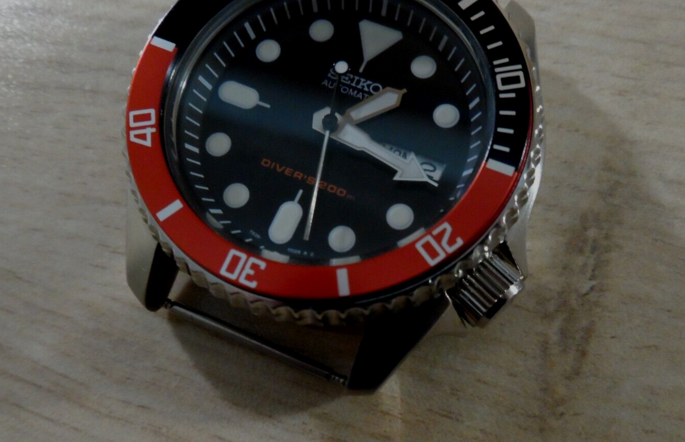 Flat Aluminum Bezel Insert for Seiko SKX SRPD Bezel Black Red and Adhesive Ring
