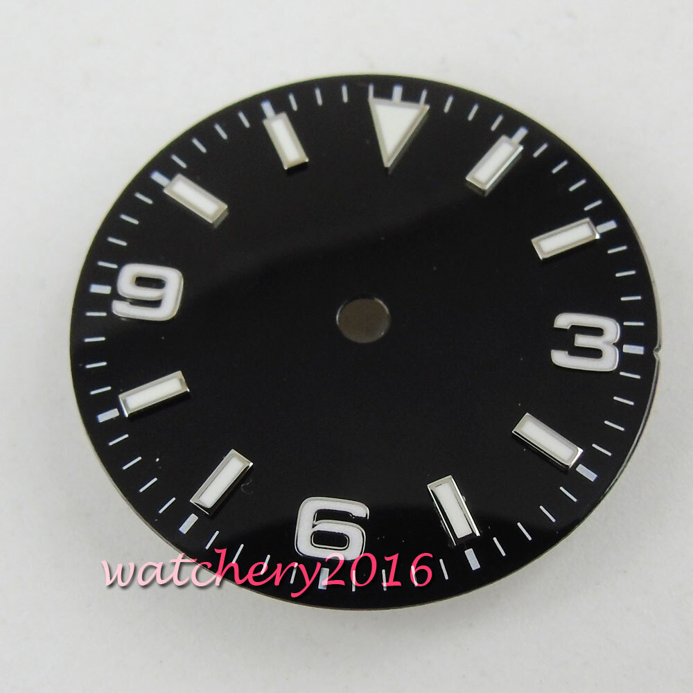 29mm Sterile Black Watch Dial fit ETA2824 2836 PT5000 DG2813 Miyota 8215 821A