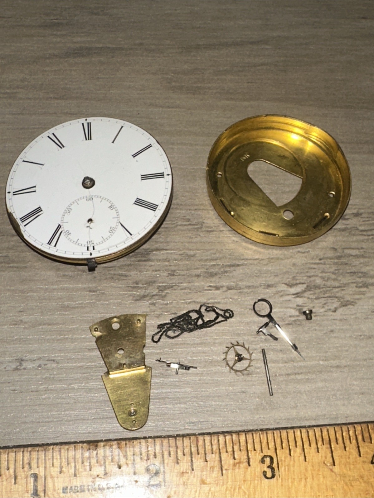 Antique Fusee Pocket Watch Face Movement London Parts Unit