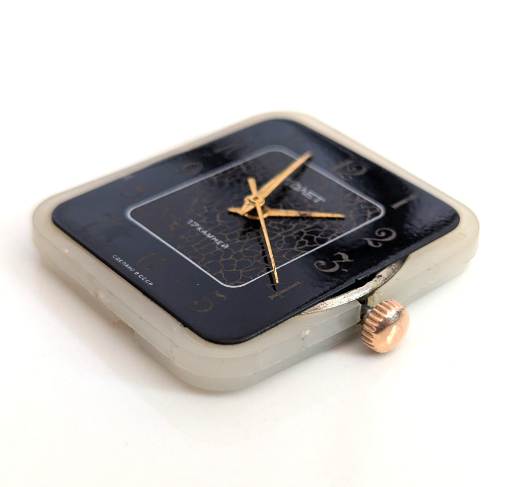 Genuine Poljot 2609.HA 17 Jewel Soviet Watch Movement Black Dial Manual Wind