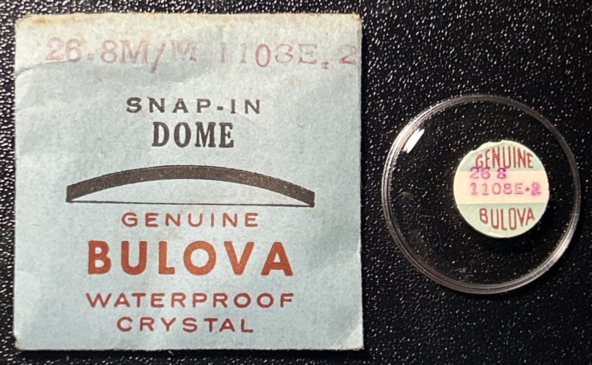 Vintage Genuine Bulova 1108E-2 Snap-In Dome Watch Crystal 26.8MM NOS
