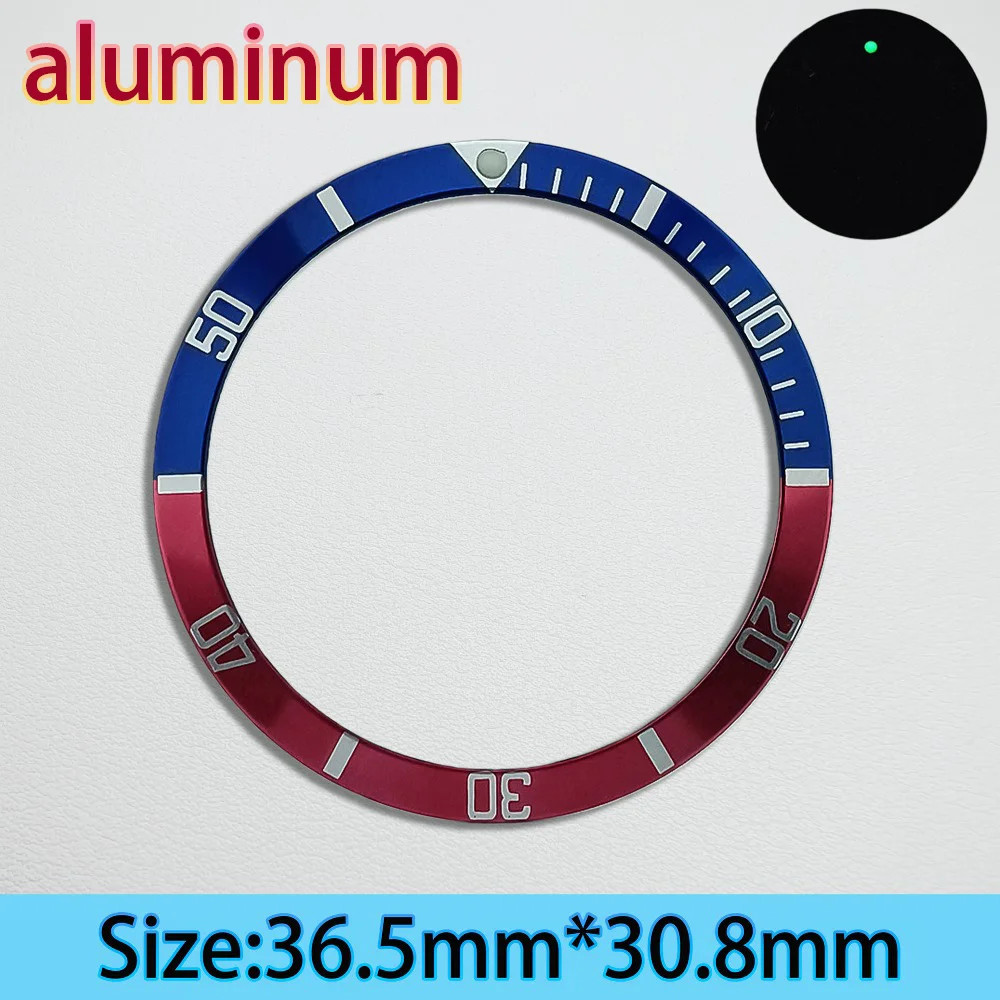 Aluminium Bezel Insert 36.5mm Green Luminous For NH35/36 Diving Ring