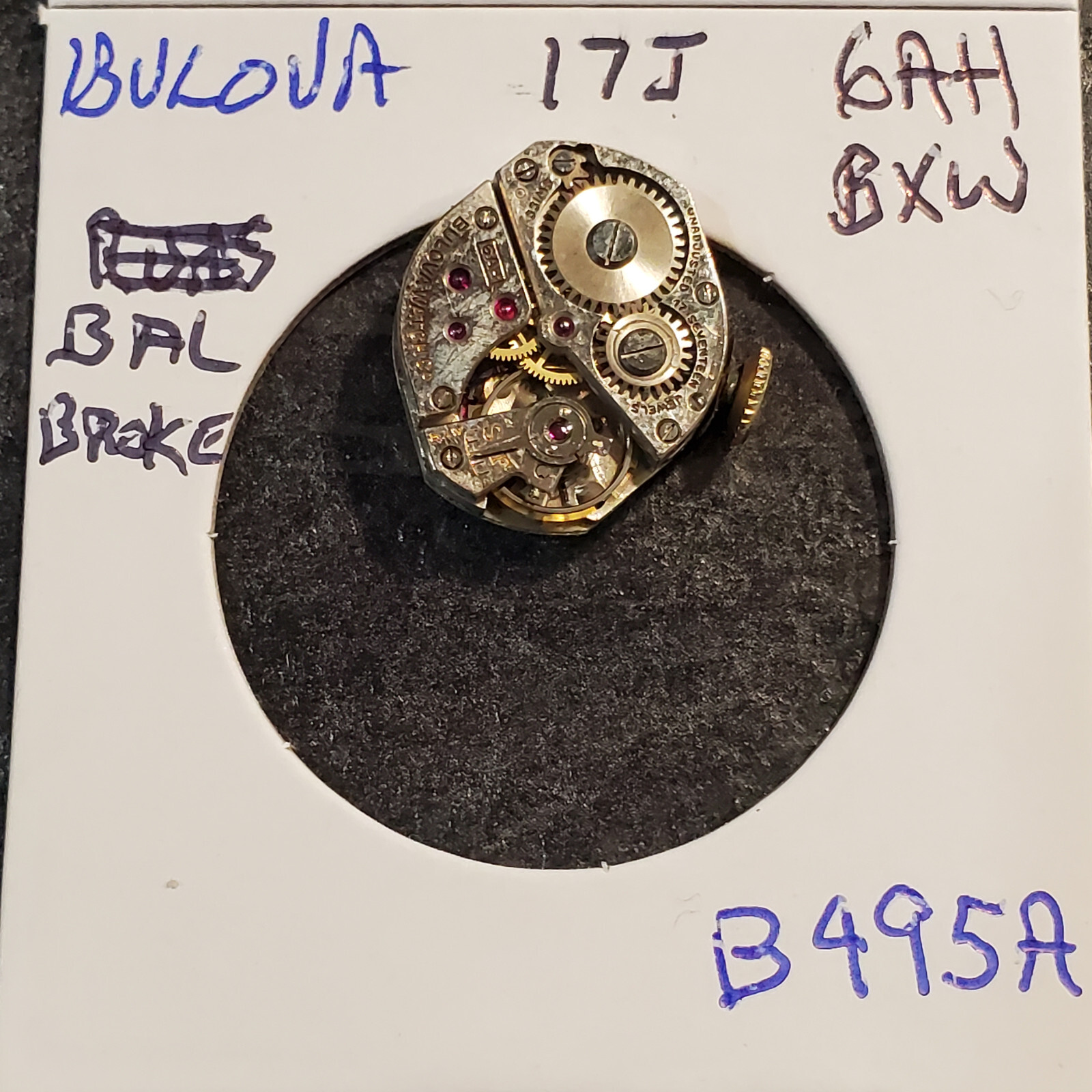 LADIES BULOVA 17j 6AH BXW WRIST WATCH MOVEMENT #B495A