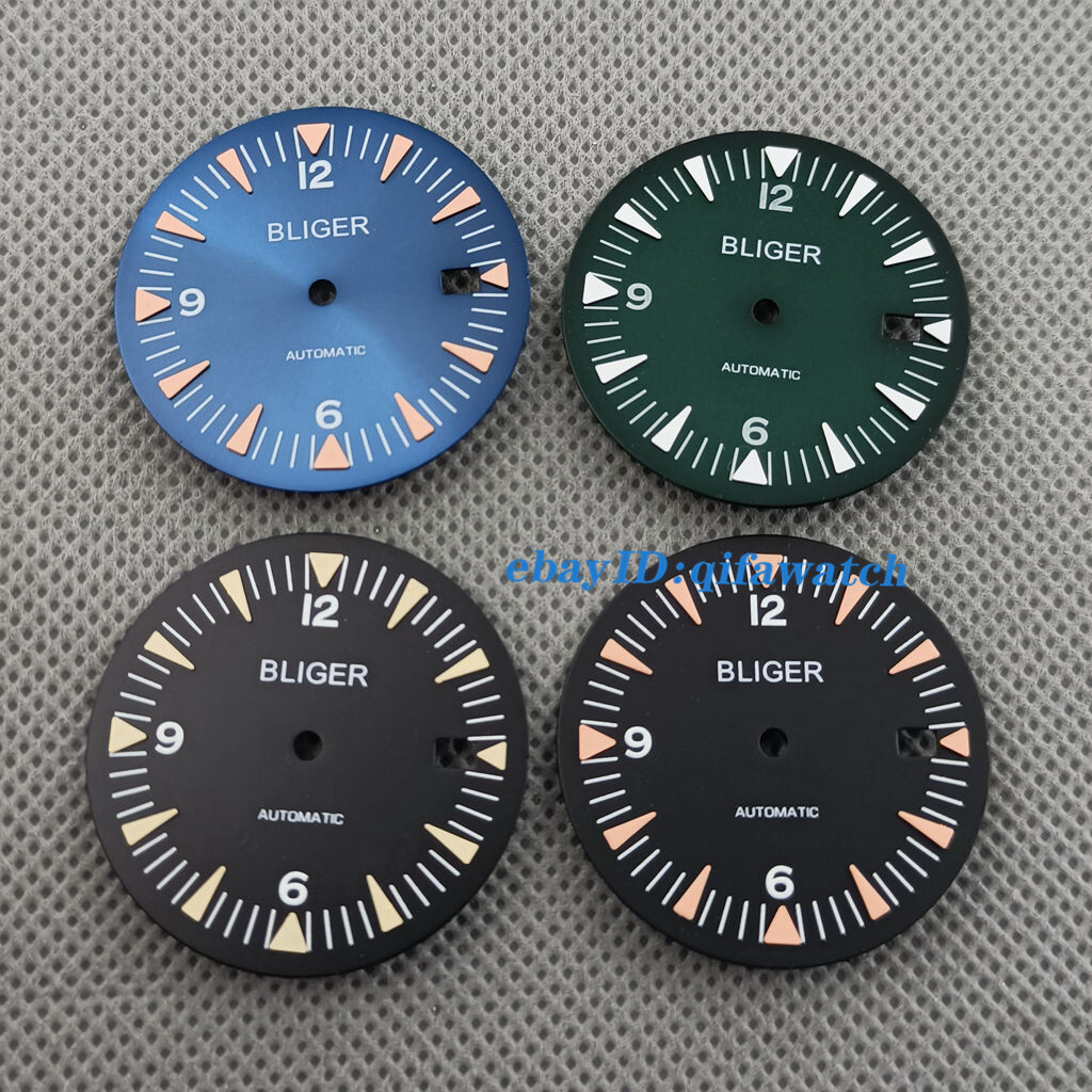 32mm Luminous black blue green Watch Dial date Fit NH35 NH35A automatic Movement
