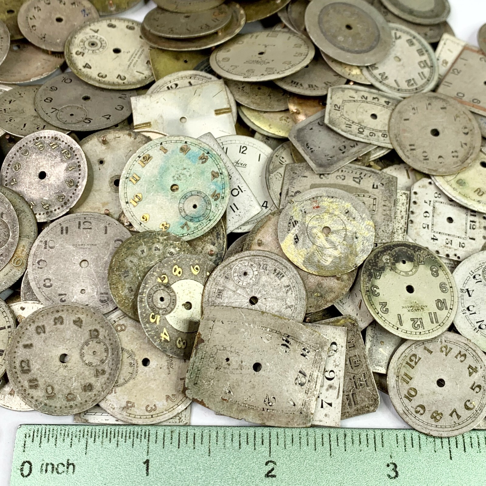 10 Distressed Watch Dials Art Deco Vtg Face Steampunk Part Watchmaker Repair Lot