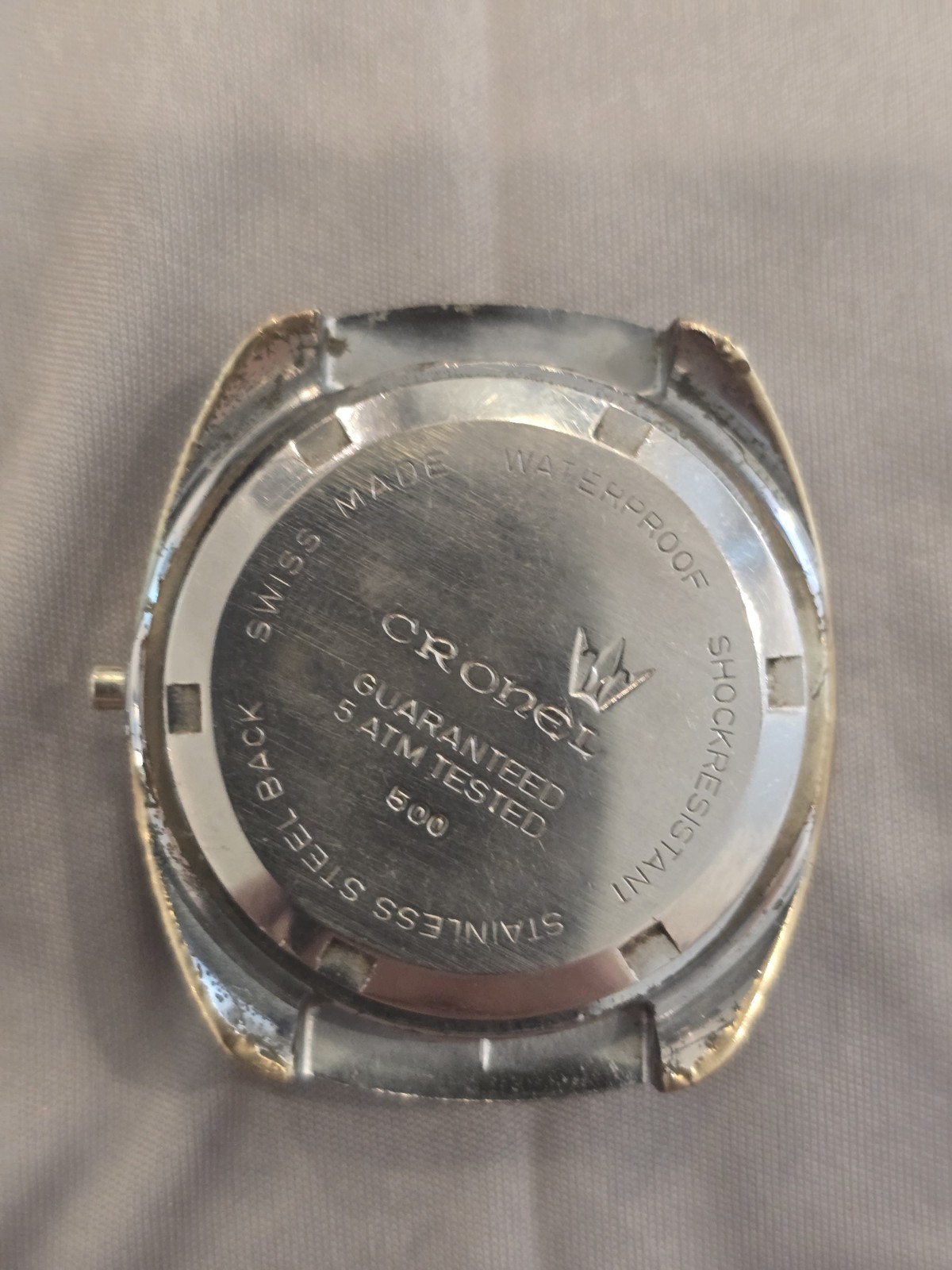 Cronel Stainless Steel Wristwatch Case Silver Tone, Empty Replacement Case 500