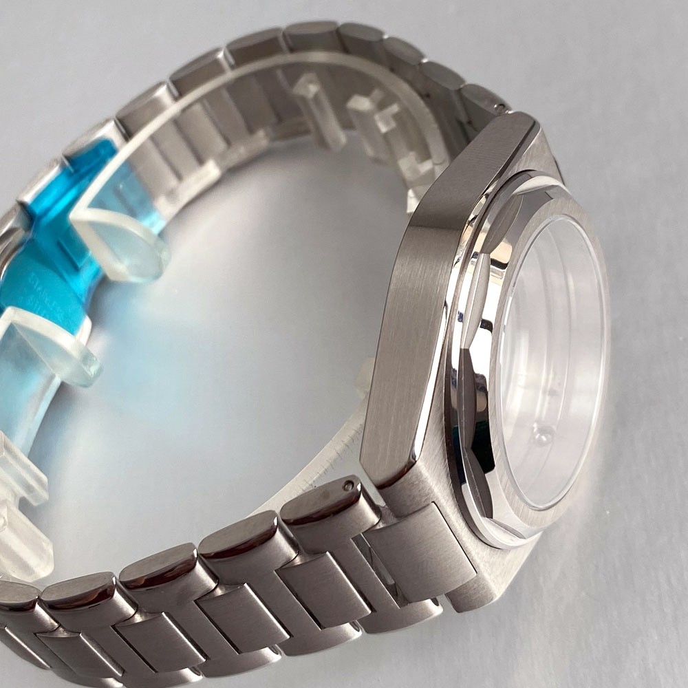40mm Watch Case with Polygonal Bezel Sapphire Fit NH35 NH34 PT5000 For Ingenieur
