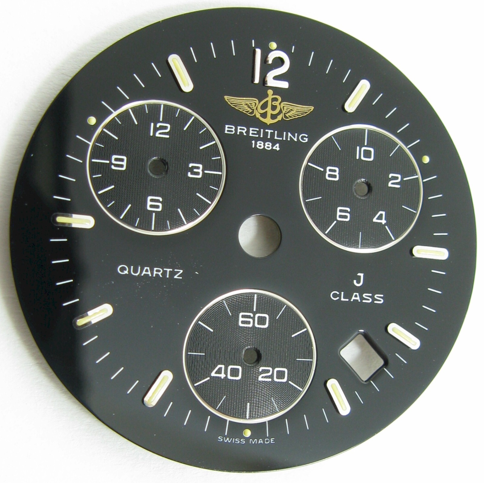 Dial Breitling 1884 J class Quartz shiny black diameter 29.5 mm / calendar