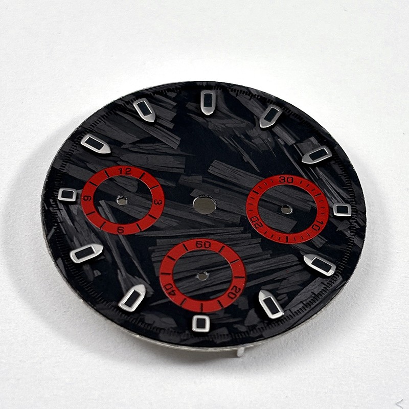 DS 29.5mm Dial Carbon Fiber Dial Blue Lume for VK63 Movement Black Lume Custom