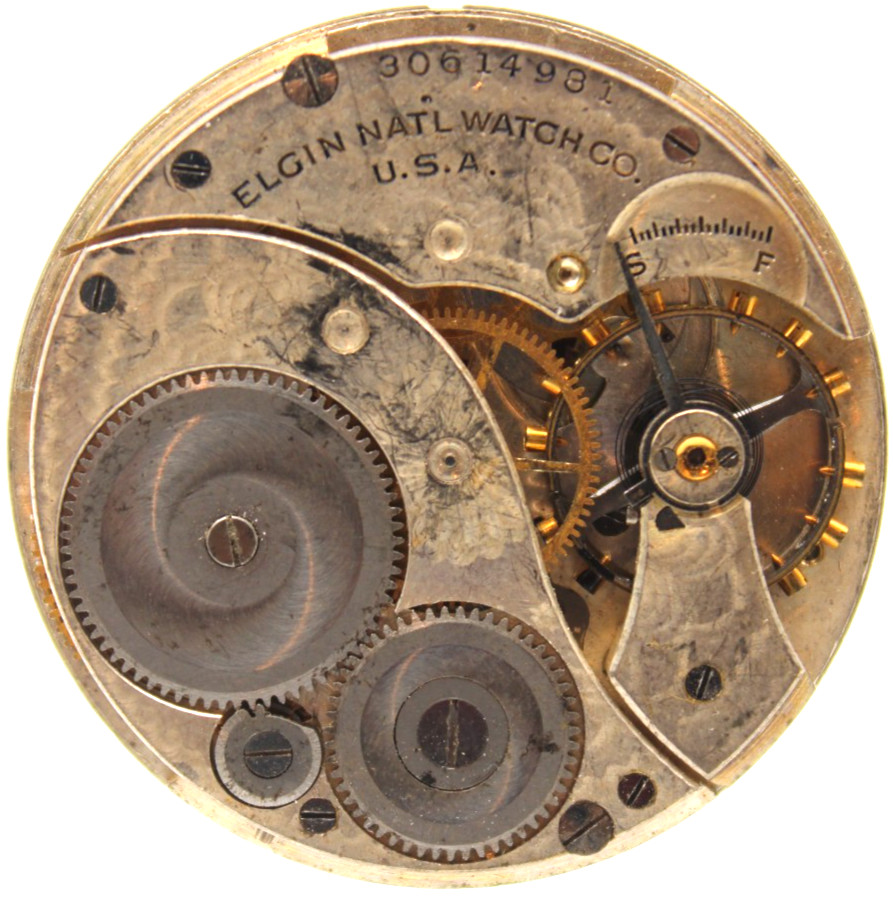 1928 ELGIN POCKET WATCH MOVEMENT 30614981 GRADE 303 12s 7j (RQ2)