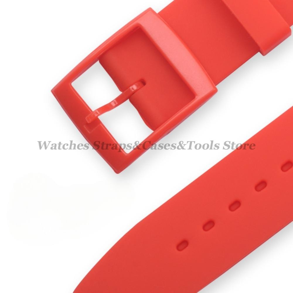 Soft Silicone Watch Band for Swatch 16mm 17mm 19mm 20mm Rubber Strap Sports Repl