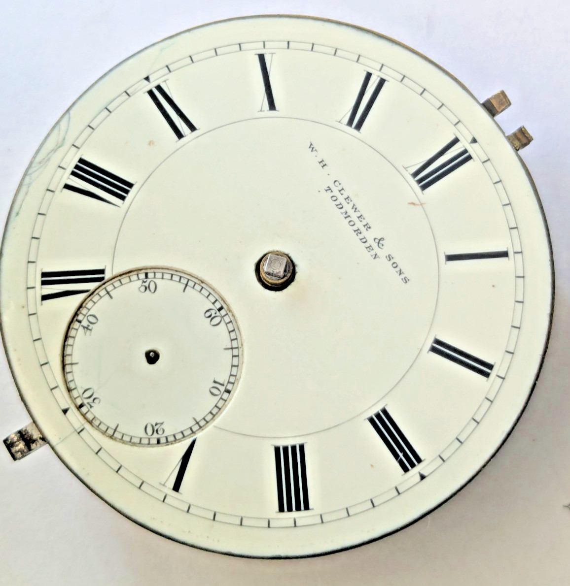 Antique W.H. Clever & Sons Todmorden English Pocket Watch Movement Dial 46mm F16