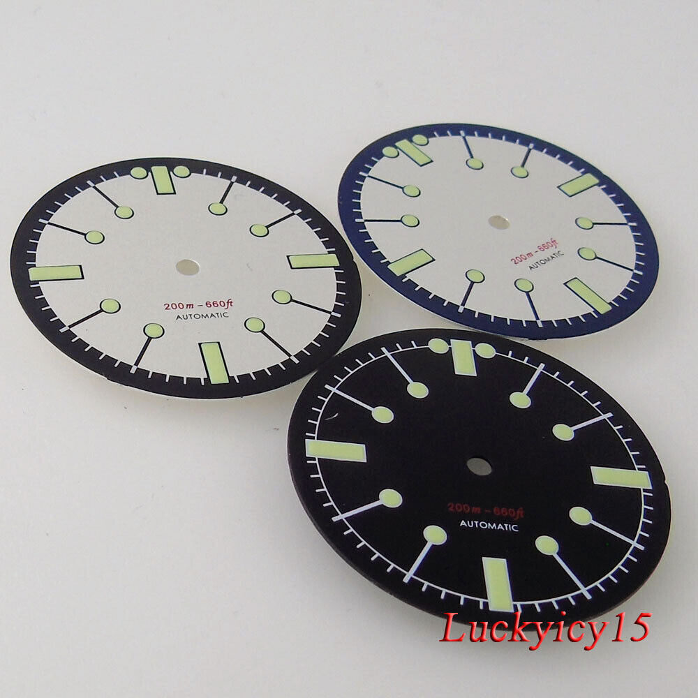 Tandorio 31MM 3.8/4.1 o’clock White Watch Dial Green Lume Marks Fit NH35 NH36