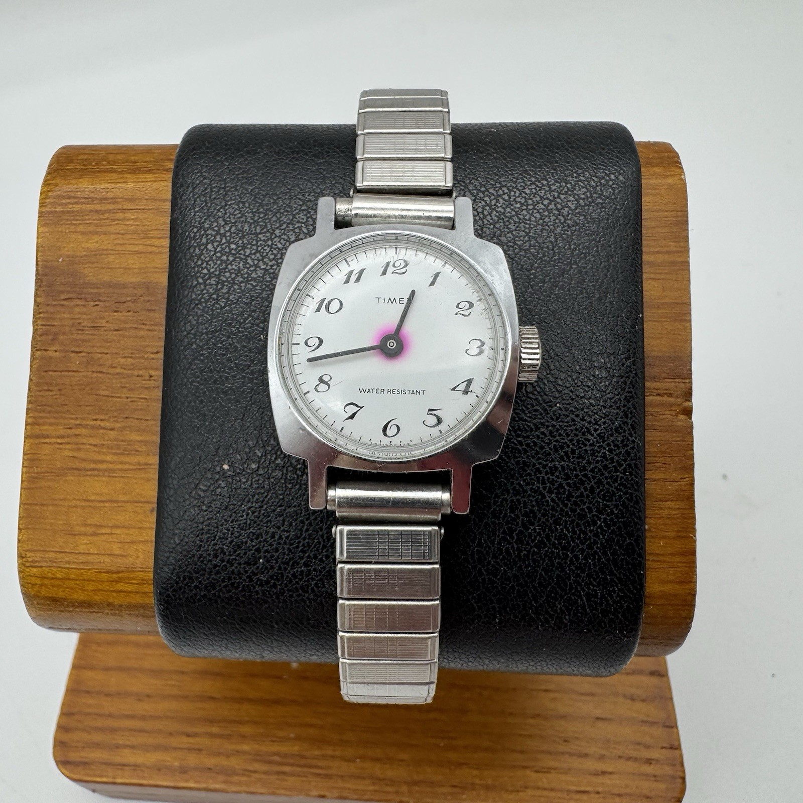 Timex Watch Women Vintage Mechanical Silver St Steel Stretch Working