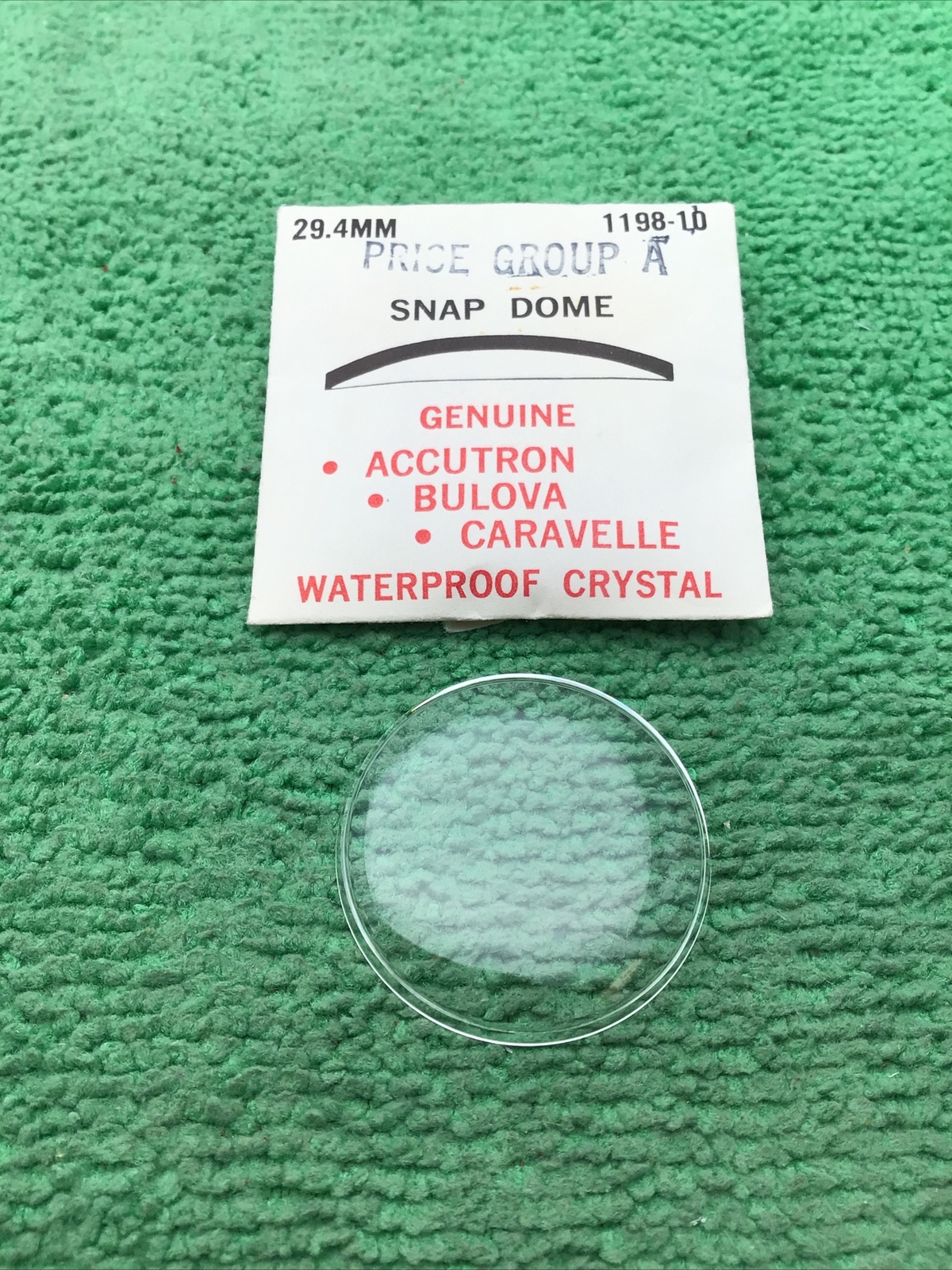 Genuine Bulova Accutron Part # 1198-10, 29.4 mm Watch Crystal