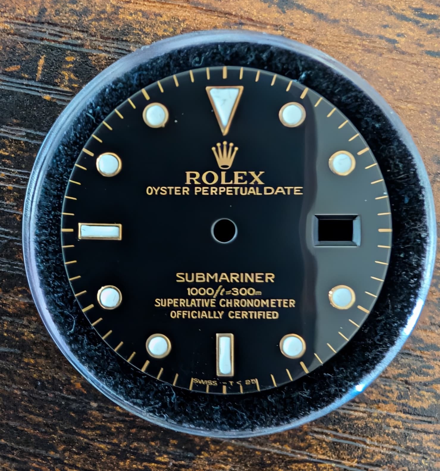 ROLEX OYSTER PERPETUAL DATE SUBMARINER FACTORY BLACK 2-TONE DIAL FOR 16613