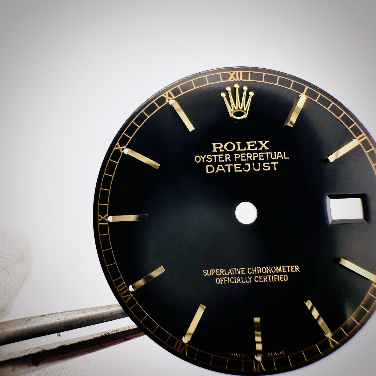 Factory Rolex Two Tone Black Gloss Luminova Dial Datejust 16013 16233 16238