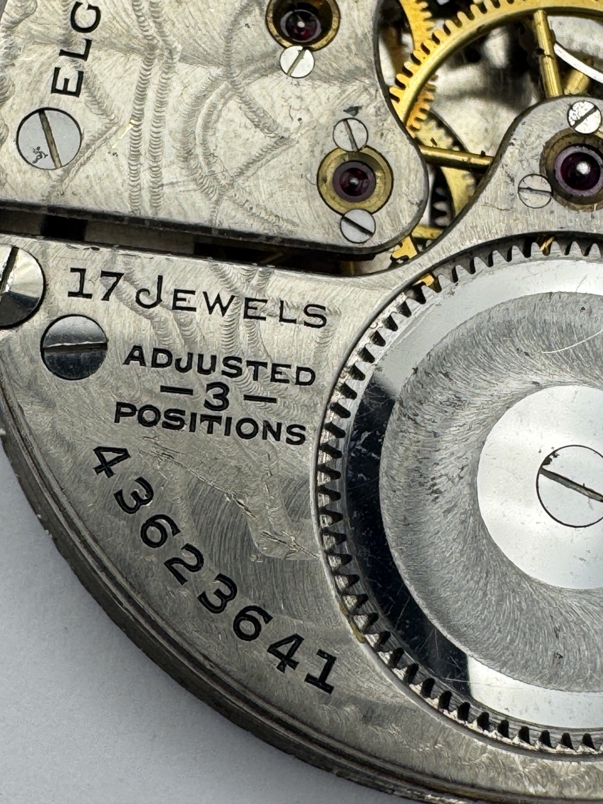 Vintage Elgin 16s 17J Grade 486 Pocket Watch Movement For Parts Or Repair
