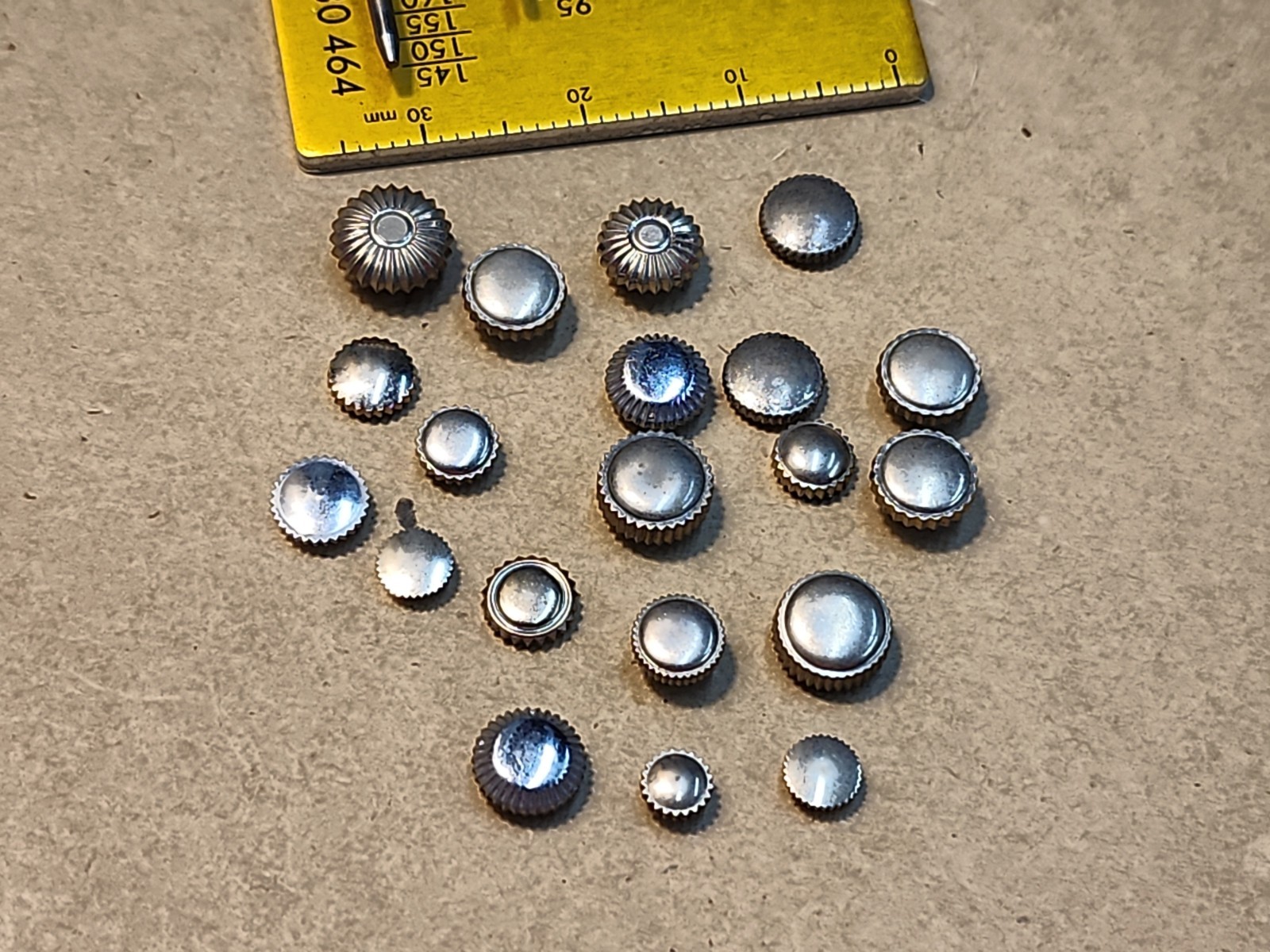 Lot Of 20 Mixed Vintage White GF, SS, & Chrome Pocket & Bracelet Watch Crowns