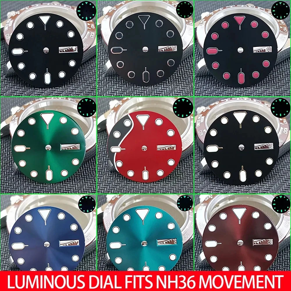 28.5mm Luminous Dial Single Double Date Customizable For NH35 NH36 movement DIY