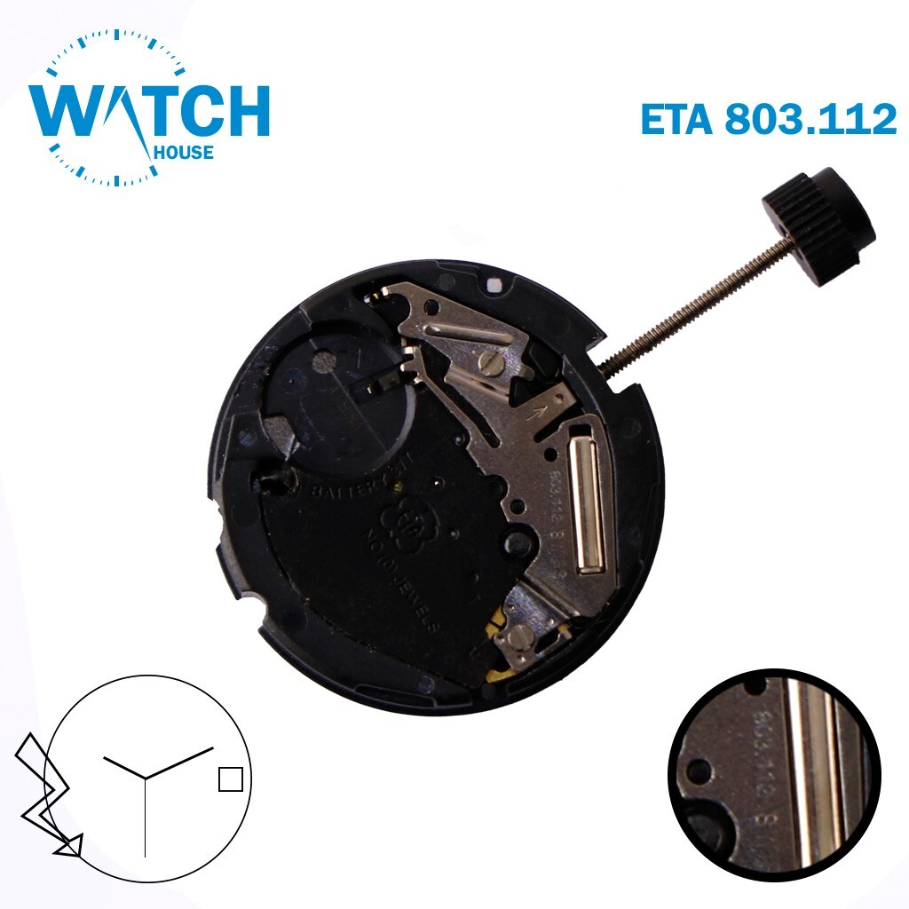 ETA 803.112 Swiss Quartz Movement , White Date Disk 3, 3Hands.