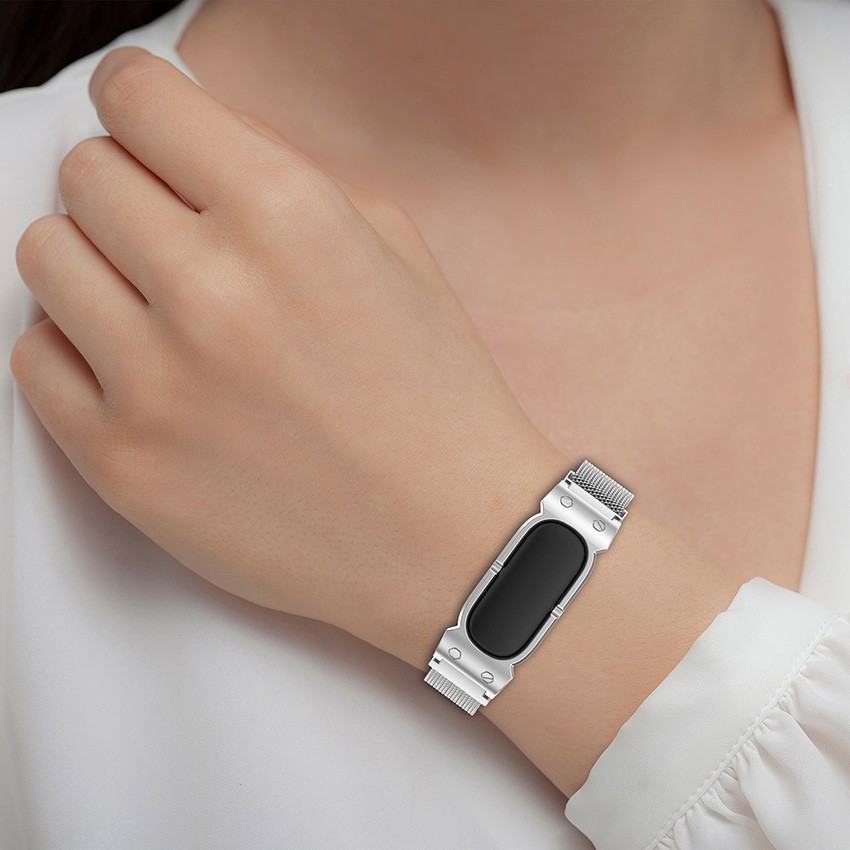 Metal Frame Milanese Metal Strap Stainless Steel Strap for Google Fitbit Air