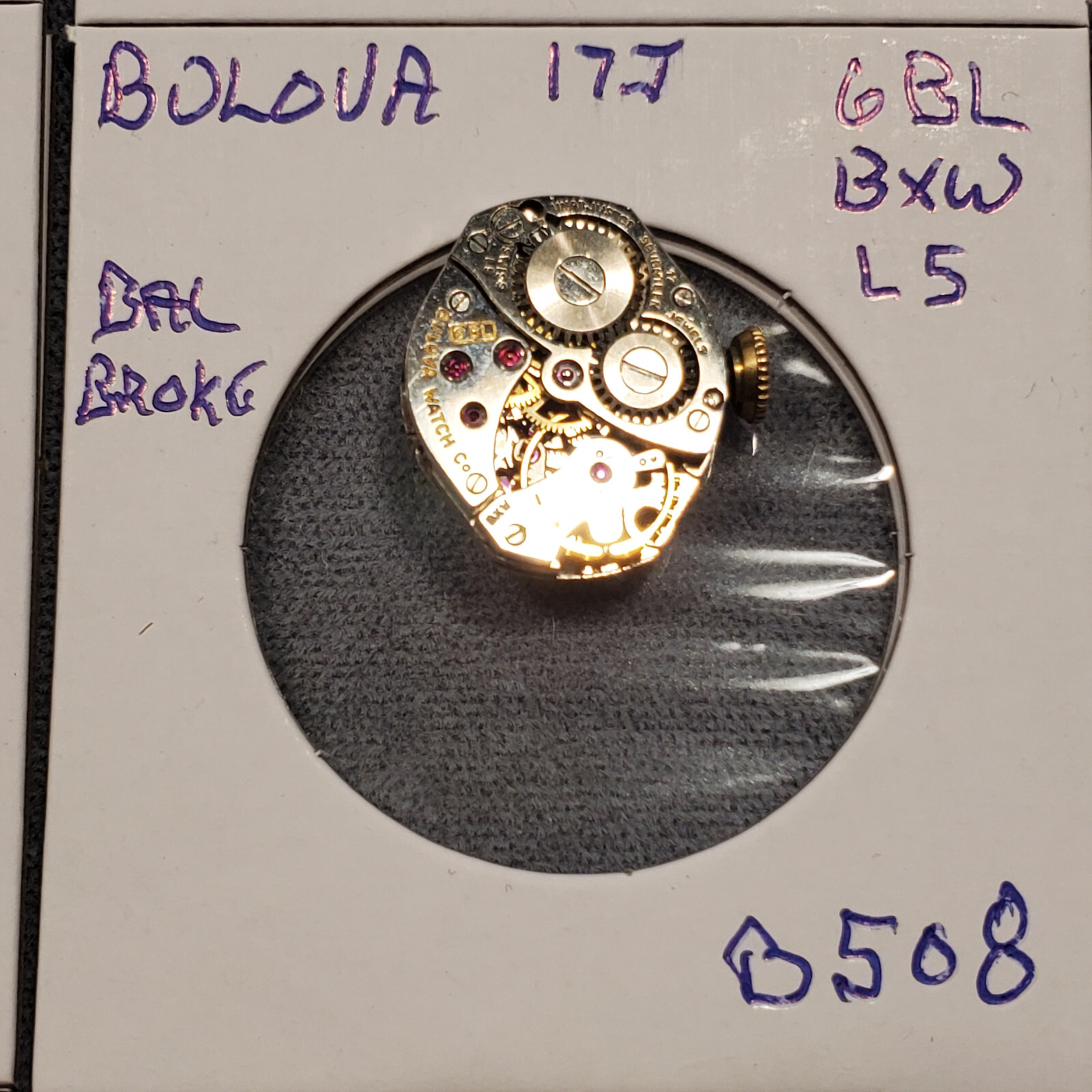 LADIES BULOVA 17j 6BL BXW L5 WRIST WATCH MOVEMENT #B508