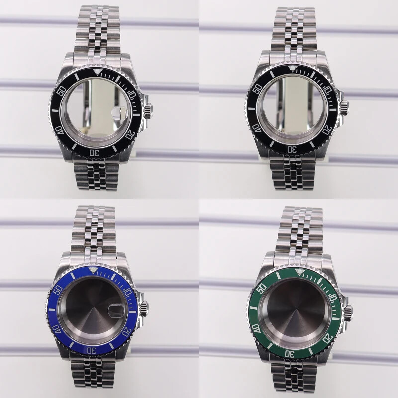 40mm Diver Watch Case Jubilee Strap Sapphire Glass For Seiko NH35 Movement 10ATM