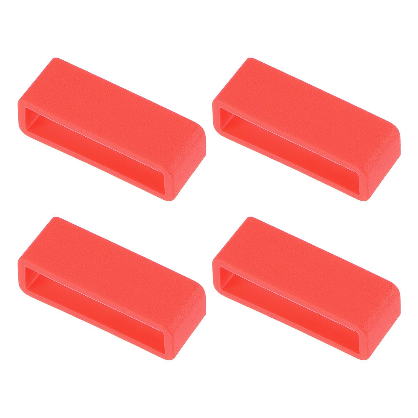Watch Band Strap Loops Silicone for 28mm Width Watch Band, Red 4 Pcs