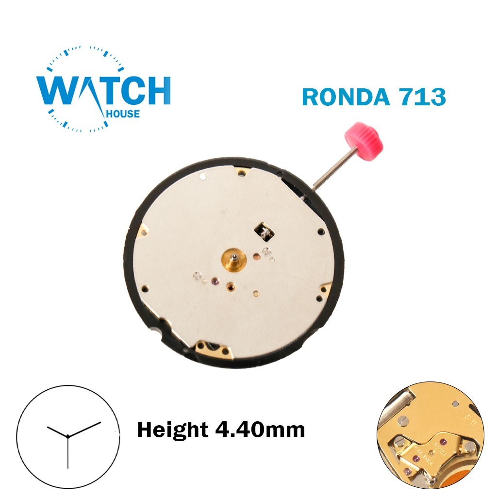 Ronda 713 Swiss Made Quartz Movement-Height 4.40mm-3 Hands- Without Disk.