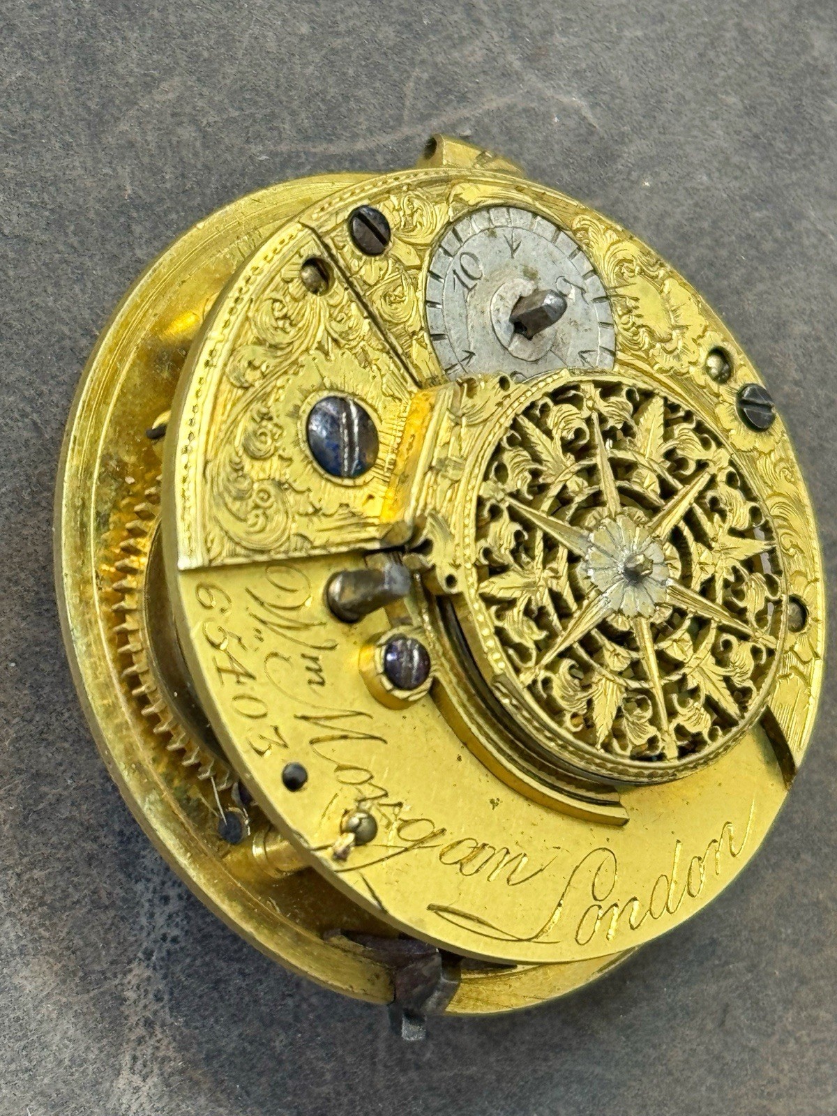 Antique William Morgan London Verge Fusee Pocket Watch Movement Repair