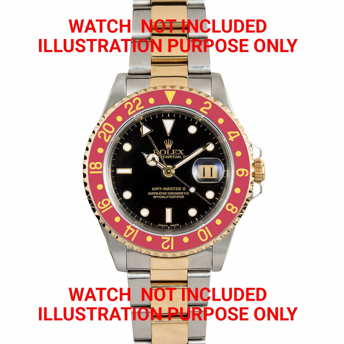 Red Replacement Bezel Insert 18 Karat Gold Bezel 37.70mm x 30.70mm For Rolex