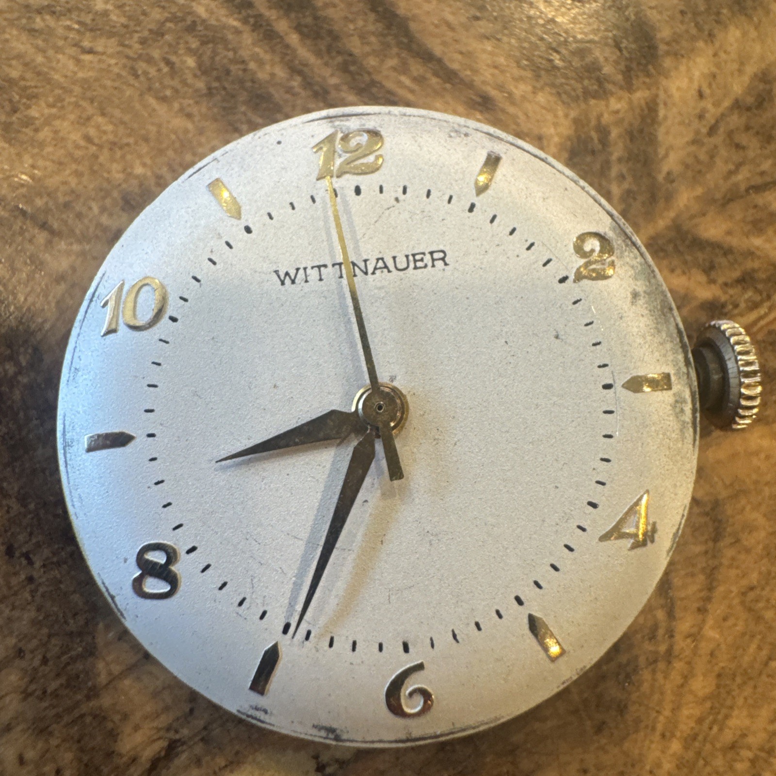 Vintage Wittnauer Manual Wind 17J 11ES Watch Movement W/Stem and Crown Runs