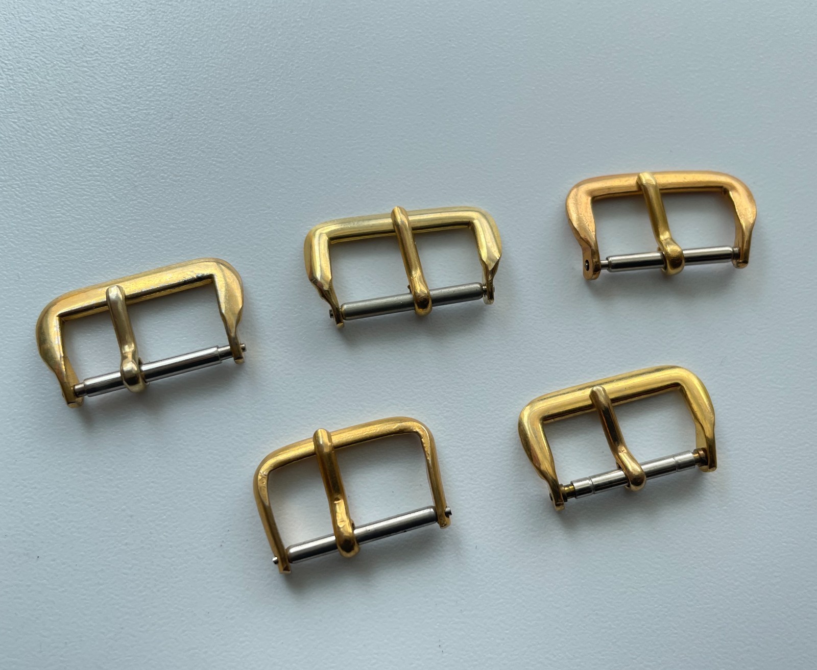 5pc Vintage Gold Plate Watch Buckle Clasp Lot Strap Parts Repair Replacement