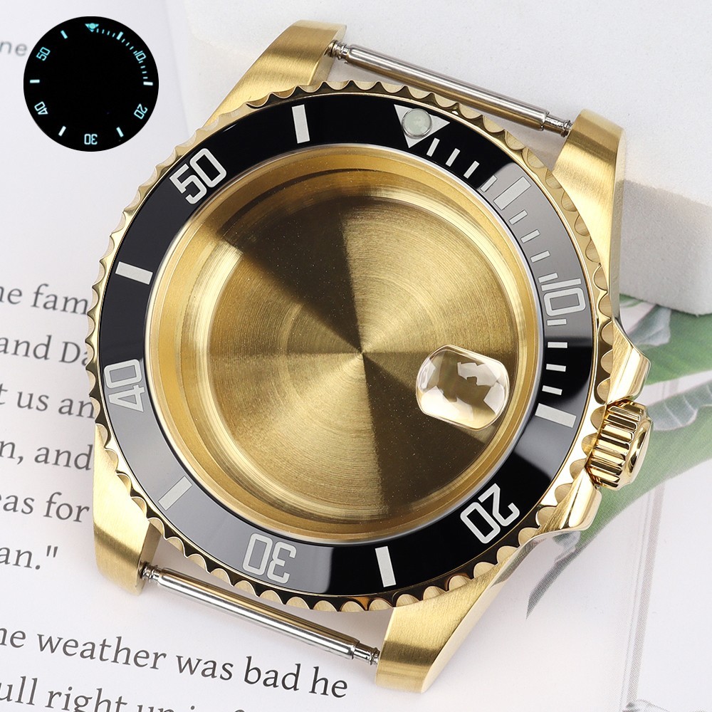 FEIYASHI 20ATM Steel Gold 40mm Pilot Watch Case Sapphire Glass For Seiko NH35/36