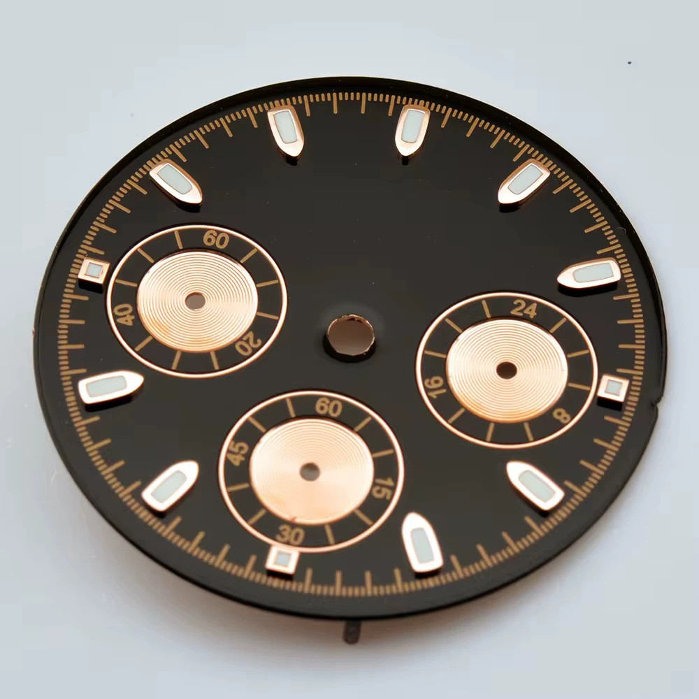 29.8mm Multifunctional Watch Dial Blue Lume For VK63 Movement Parts No Logo