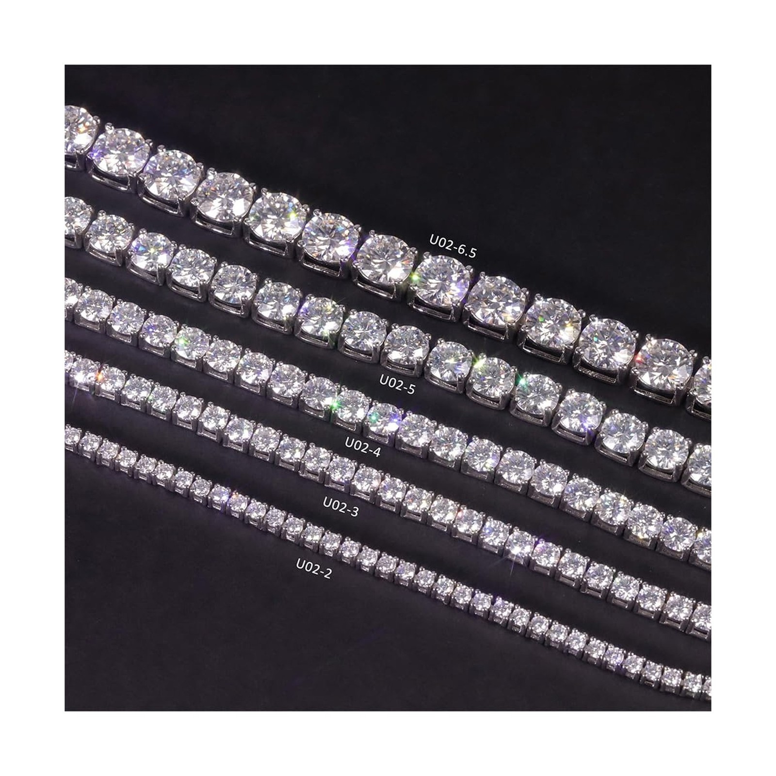 Gem’s Beauty Moissanite Tennis Necklace 3mm-5mm 925 Silver D Color Round Cut …