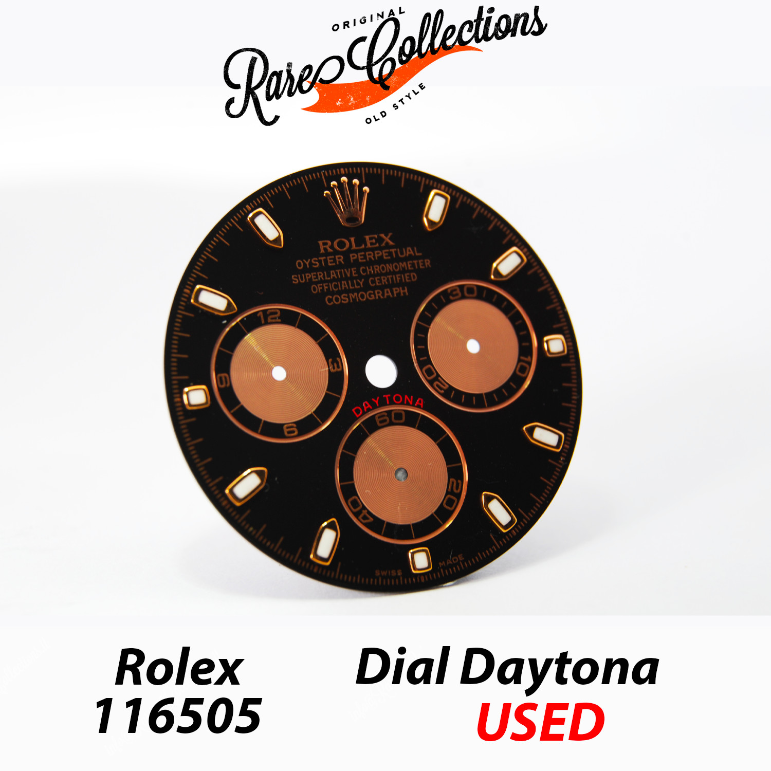 Daytona dial 116505 black, rose gold luminova used for Rolex (cod. dial 1165