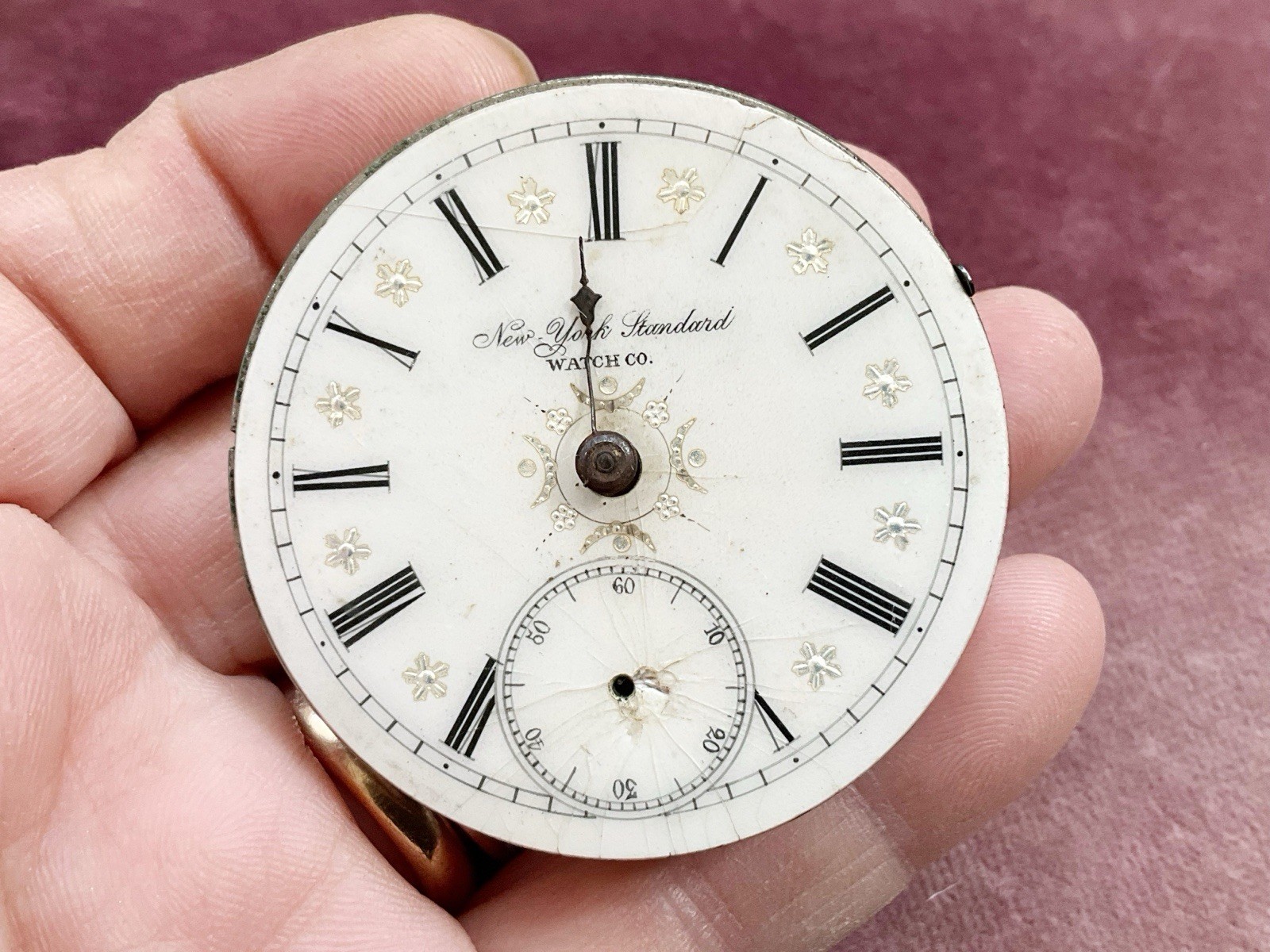 Antique New York Standard Pocket Watch Movement 43.5mm AS IS Parts/Repair