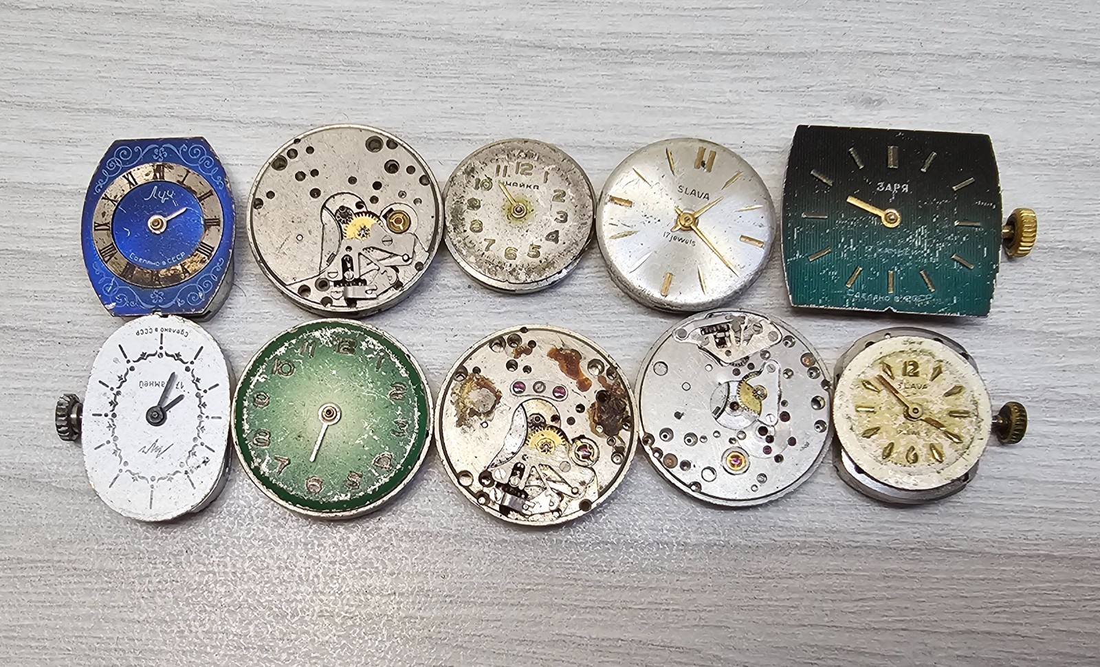 Vintage Soviet Watch Lot 10 USSR Slava Chaika Zarya Luch Parts Repair Steampank