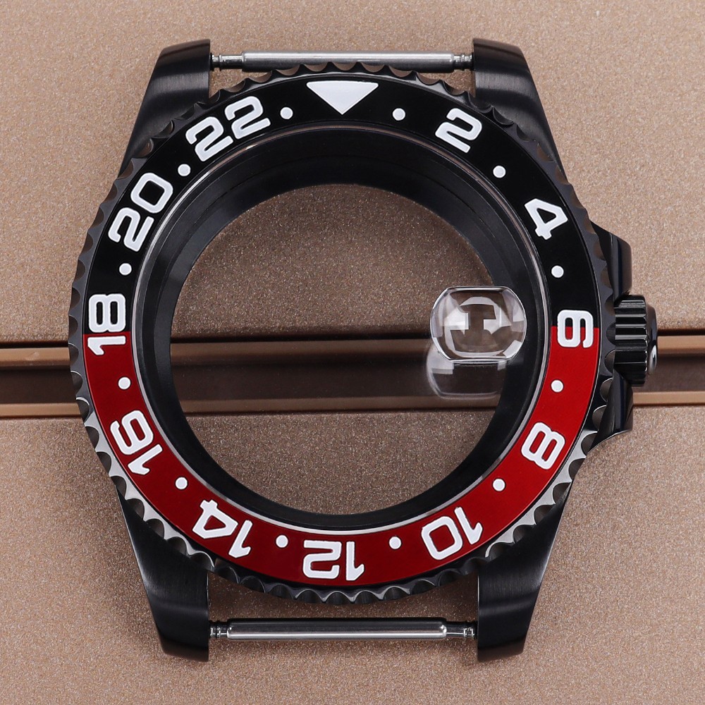 FEIYASHI BLUE/RED 24H Bezel 40mm PVD Watch Case Steel For Seiko NH35 Miyota 8215