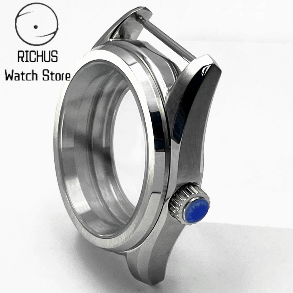38mm Watch Case silver Sapphire Glass Fit NH35 NH36 ETA2824 Miyota8215 parts