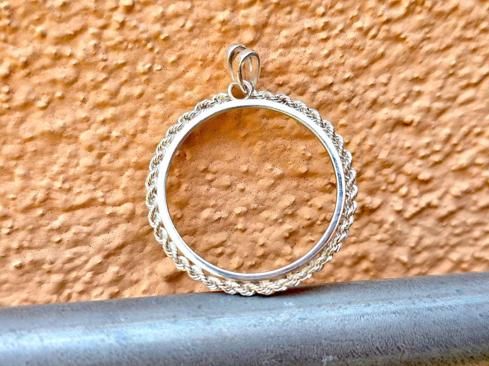 925 Sterling Silver Rope Edge Bezel for 30mm Half Dollar 50 Cents Coins