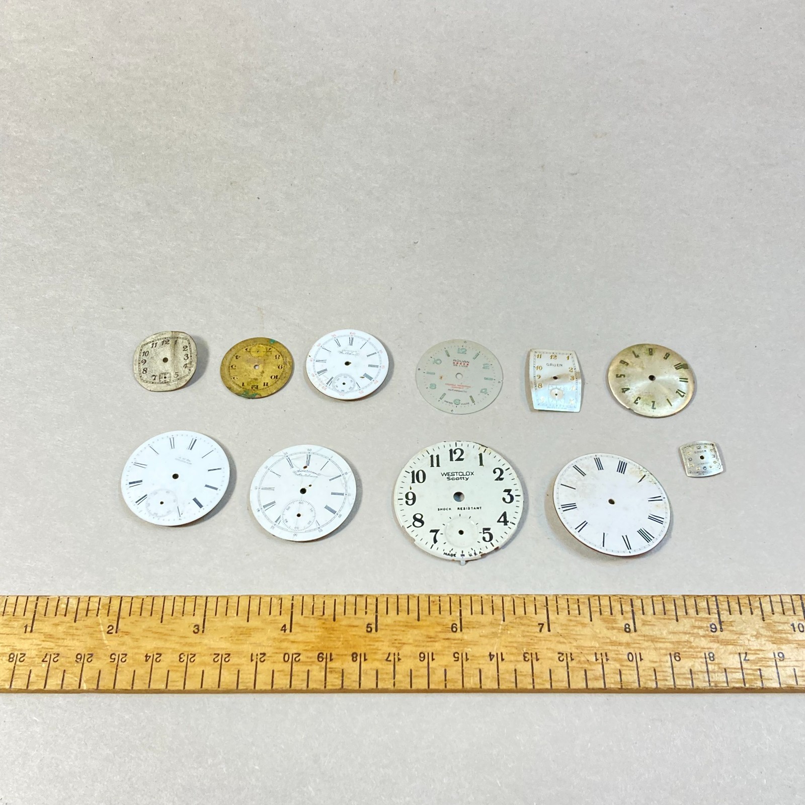 Vintage Watch Faces 11 Pc Waltham Gruen Other Replacement Parts