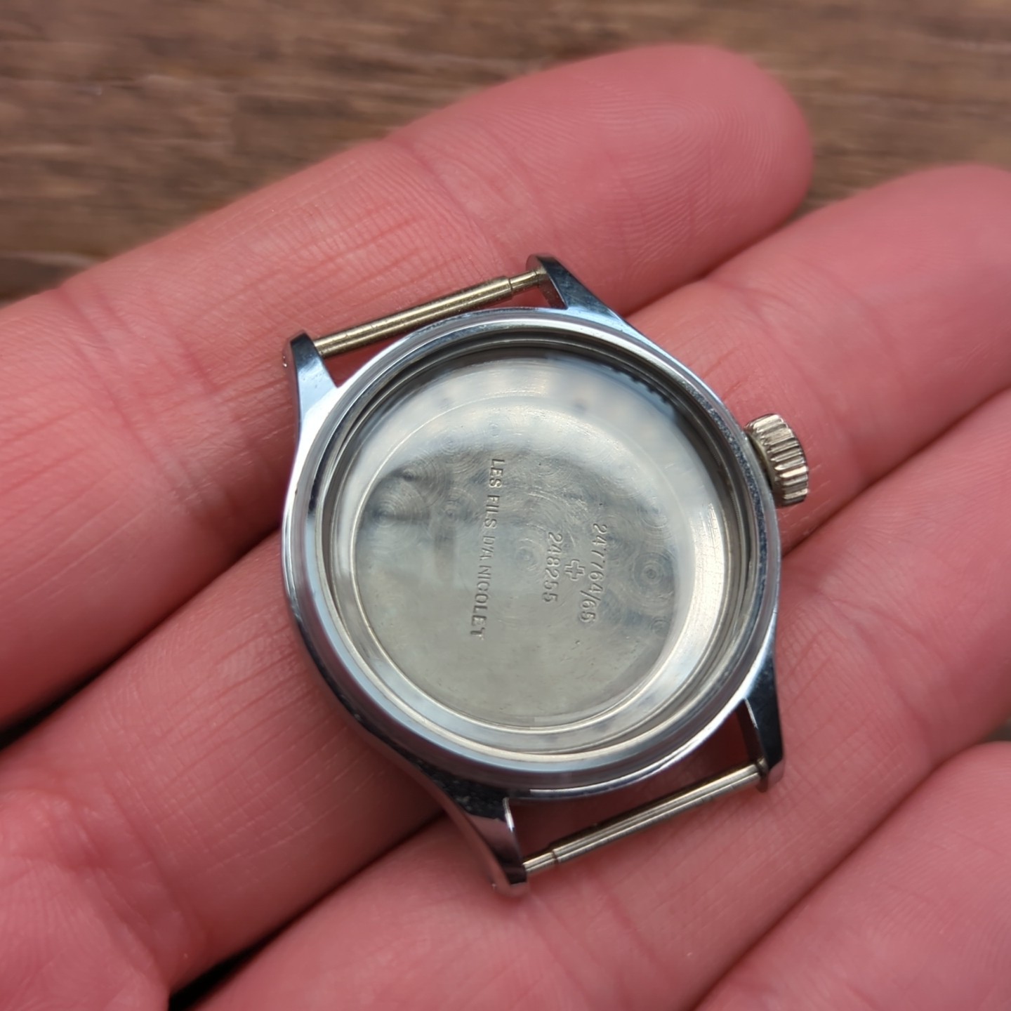A. Nicolet Vintage 1940s Waterproof Watch Case NOS Swiss 31mm Patent (REF:WC)