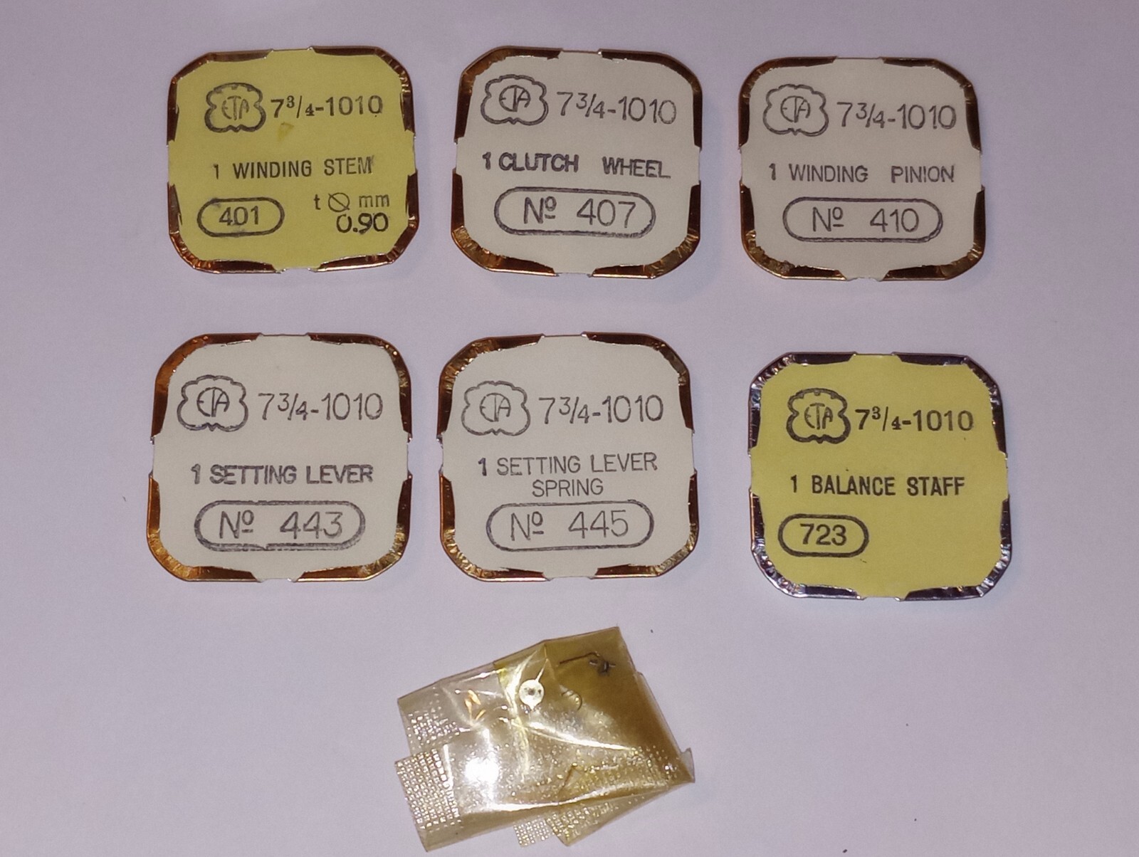 ETA 7-3/4-1010 Part #’s 401, 407, 410, 443, 445, 723 NOS (HC2)