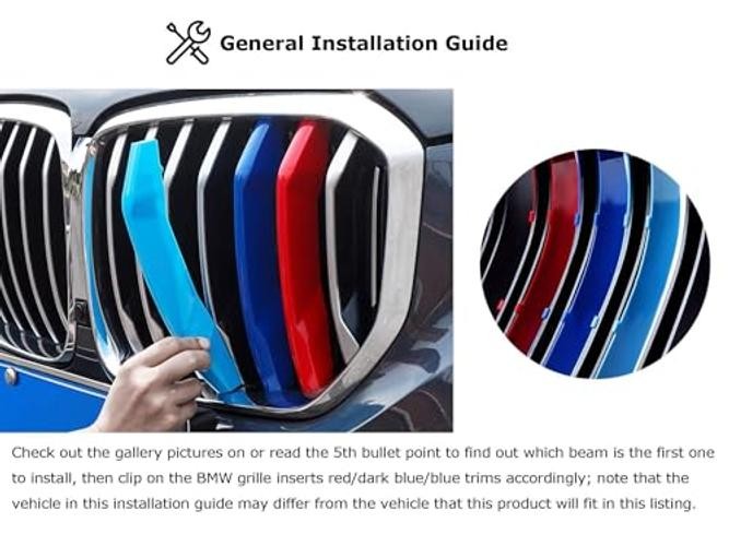 Exact Fit 3pc Set Iconic Tri-Accent Grille Insert Decoration Trims Compatible