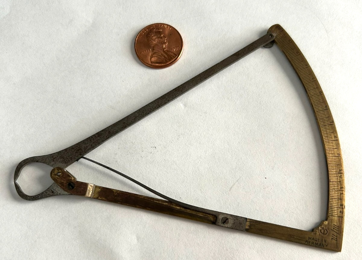 VINTAGE METAL BRASS CALIPER GERMANY WATCHMAKER JEWELER TOOL