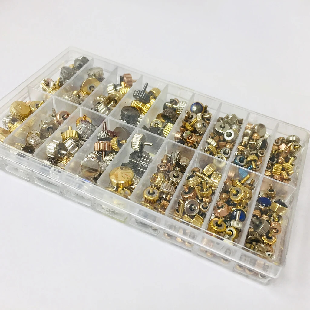 Hot 150-160pcs/Box Watch Crown Spare Parts Crown Parts Replacement Accessories