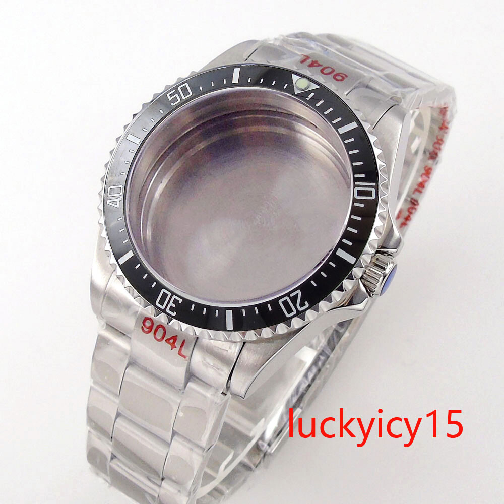 Bliger 38mm 40mm Mens Watch Case Fit NH35A Sapphire Glass Black Ceramic Bezel